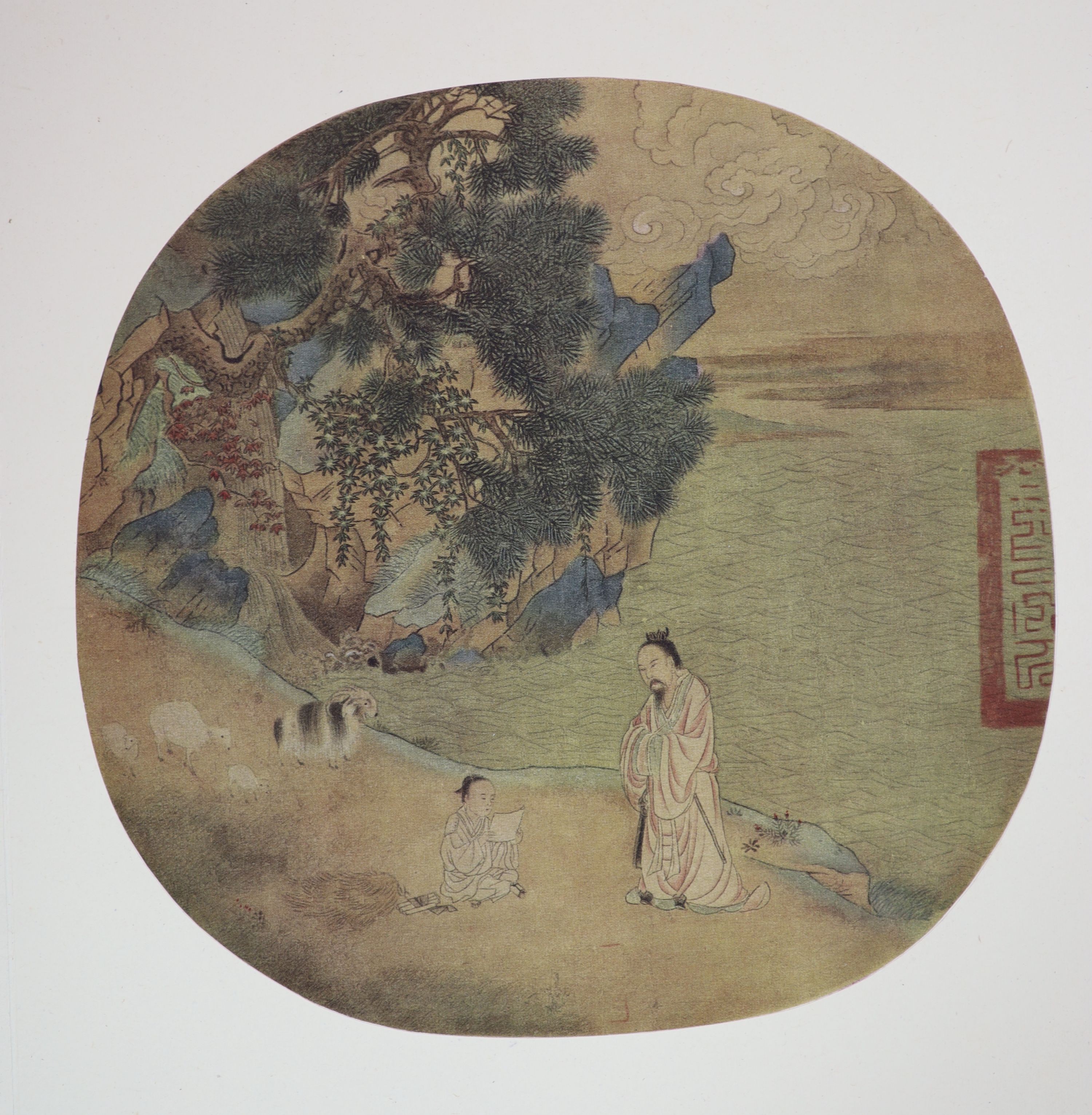 Three Chinese albums or books of prints and paintings, 37.5 x 33.5 cm